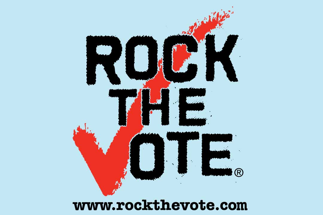 Firma con Rock the Vote y una marca de verificación roja